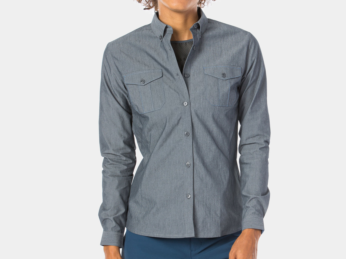 Shirt Bontrager Adventure Ride Women Medium Chambray Grey