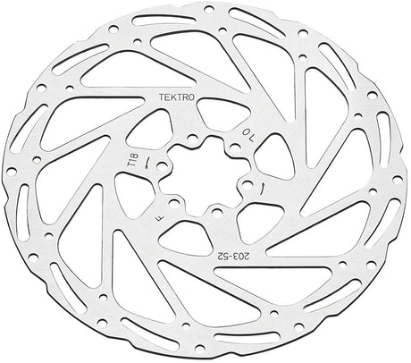 Tektro TR203-52 Disc Rotor - 203mm 6-Bolt 1.8mm Thickness For 2-Piston Calipers Silver