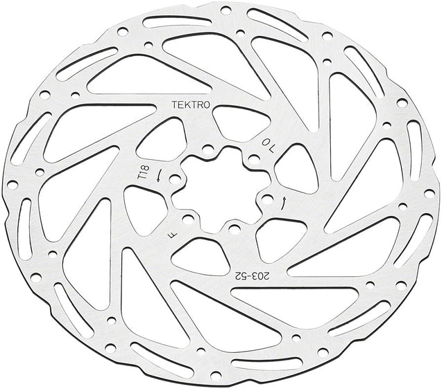 Tektro TR203-52 Disc Rotor - 203mm 6-Bolt 1.8mm Thickness For 2-Piston Calipers Silver