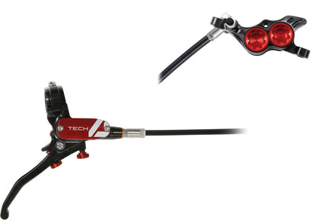 Hope Tech 4 E4 Disc Brake and Lever Set - Rear Hydraulic Post Mount Red