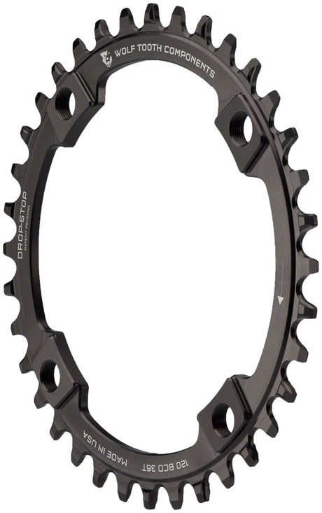 Wolf Tooth 120 BCD Chainring - 36t 120 BCD 4-Bolt Drop-Stop B Black