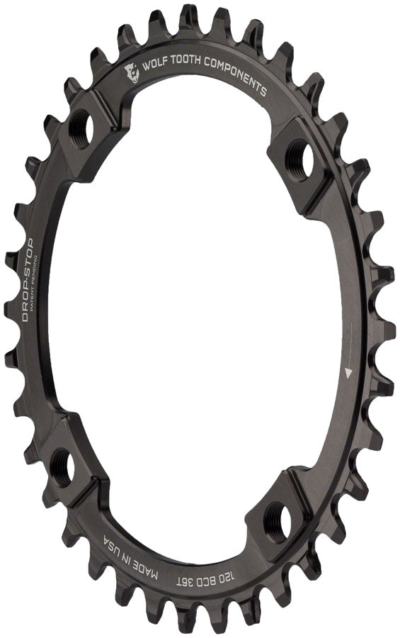Wolf Tooth 120 BCD Chainring - 36t 120 BCD 4-Bolt Drop-Stop B Black