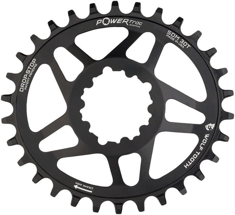 Wolf Tooth Elliptical Direct Mount Chainring - 30t SRAM 3-Bolt Direct Mount Drop-Stop A For SRAM Cranksets 6mm Offset BLK