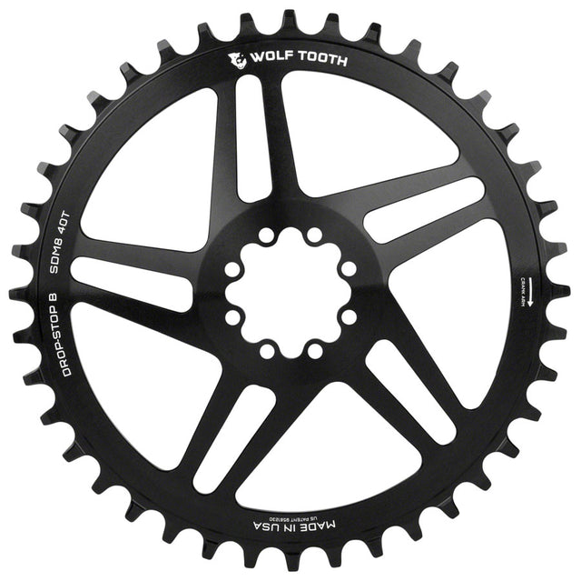 Wolf Tooth Direct Mount Chainring - 42t SRAM Direct Mount Drop-Stop B For SRAM 8-Bolt Cranksets 6mm Offset BLK