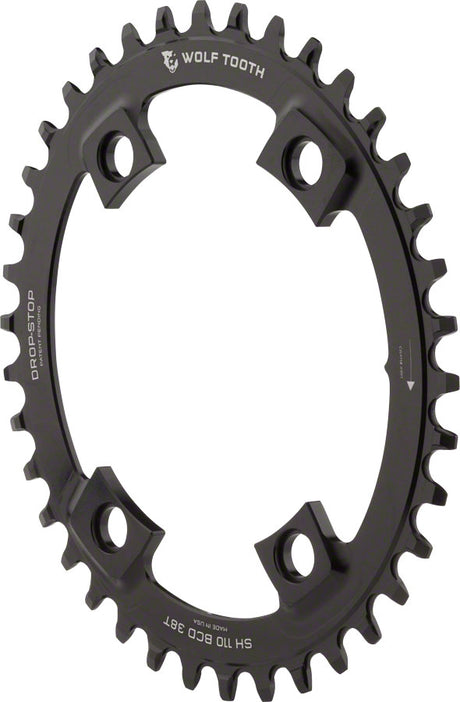 Wolf Tooth Elliptical Shimano 110 Asymmetric BCD Chainring - 40t 110 Asymmetric BCD 4-Bolt Drop-Stop B For Shimano Cranks BLK