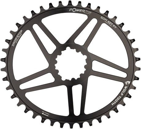 Wolf Tooth Elliptical Direct Mount Chainring - 40t SRAM Direct Mount 6mm Offset Drop-Stop B Flattop Compatible BLK