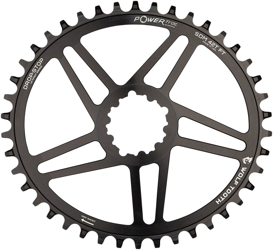 Wolf Tooth Elliptical Direct Mount Chainring - 42t SRAM Direct Mount 6mm Offset Drop-Stop B Flattop Compatible BLK