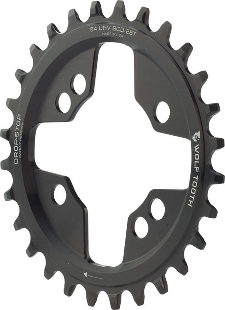 Wolf Tooth 64 BCD Chainring - 28t 64 BCD Universal Mount Drop-Stop A Black