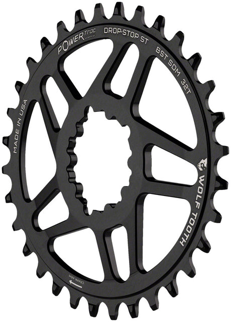Wolf Tooth Direct Mount Chainring - 32t SRAM 3-Bolt Direct Mount Drop-Stop ST Requires 12-Speed HG+ Chain BLK