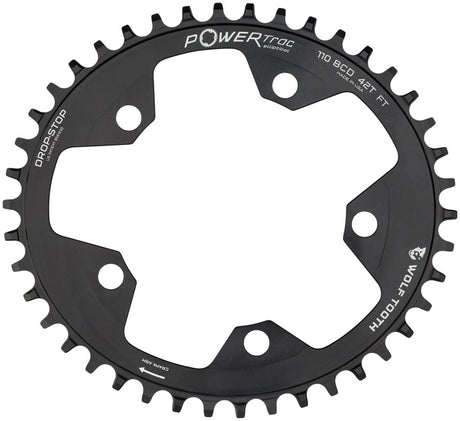 Wolf Tooth Elliptical 110 BCD Chainring - 42t 110 BCD 5-Bolt Drop-Stop B 10/11/12-Speed Eagle Flattop Compatible BLK