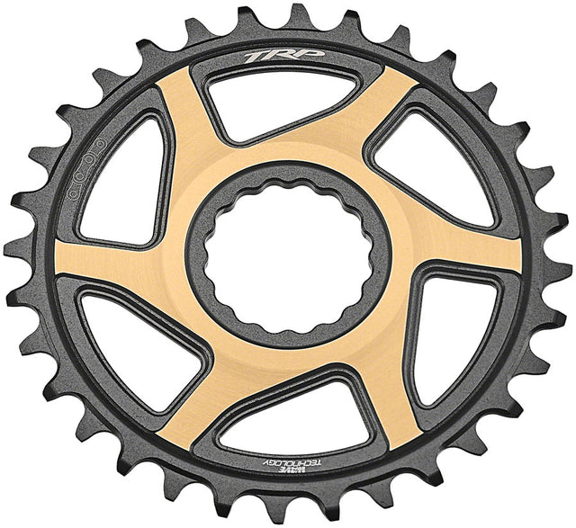 TRP CR-M9050 Boost Direct Mount Chainring - 32t 12-Speed CINCH Mount 3mm Offset 7075-T6 Aluminum Sandblasted BLK/Gold