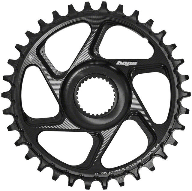 Hope Spiderless Chainring -  34T R22  Ebike  Bosch  Black