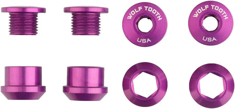 Wolf Tooth 1x Chainring Bolt Set - 6mm Dual Hex Fittings Set/4 Ultraviolet Purple