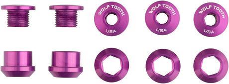 Wolf Tooth 1x Chainring Bolt Set - 6mm Dual Hex Fittings Set/5 Ultraviolet Purple