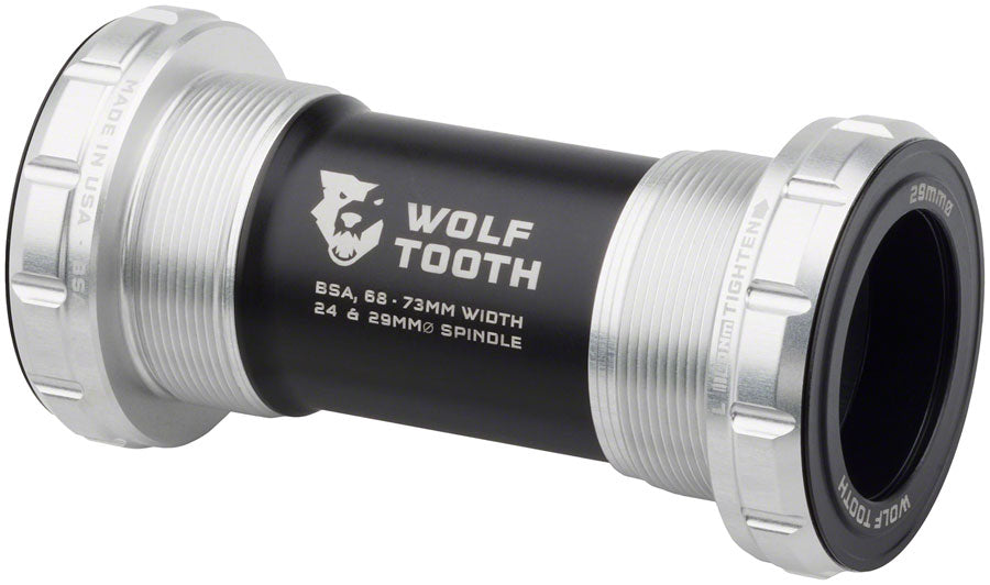 Wolf Tooth Bottom Bracket - English BSA 68/73mm For 29mm Spindle Raw Silver