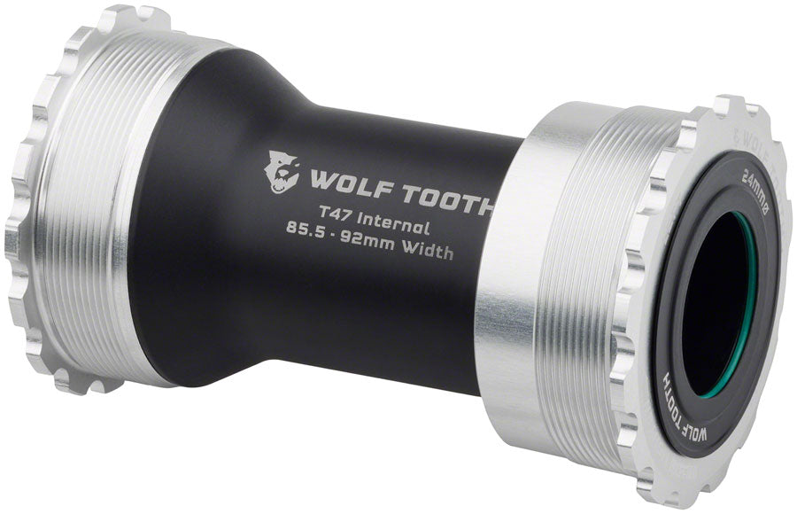 Wolf Tooth Bottom Bracket - T47 Inboard 85.5/92mm For 24mm Spindle Raw Silver