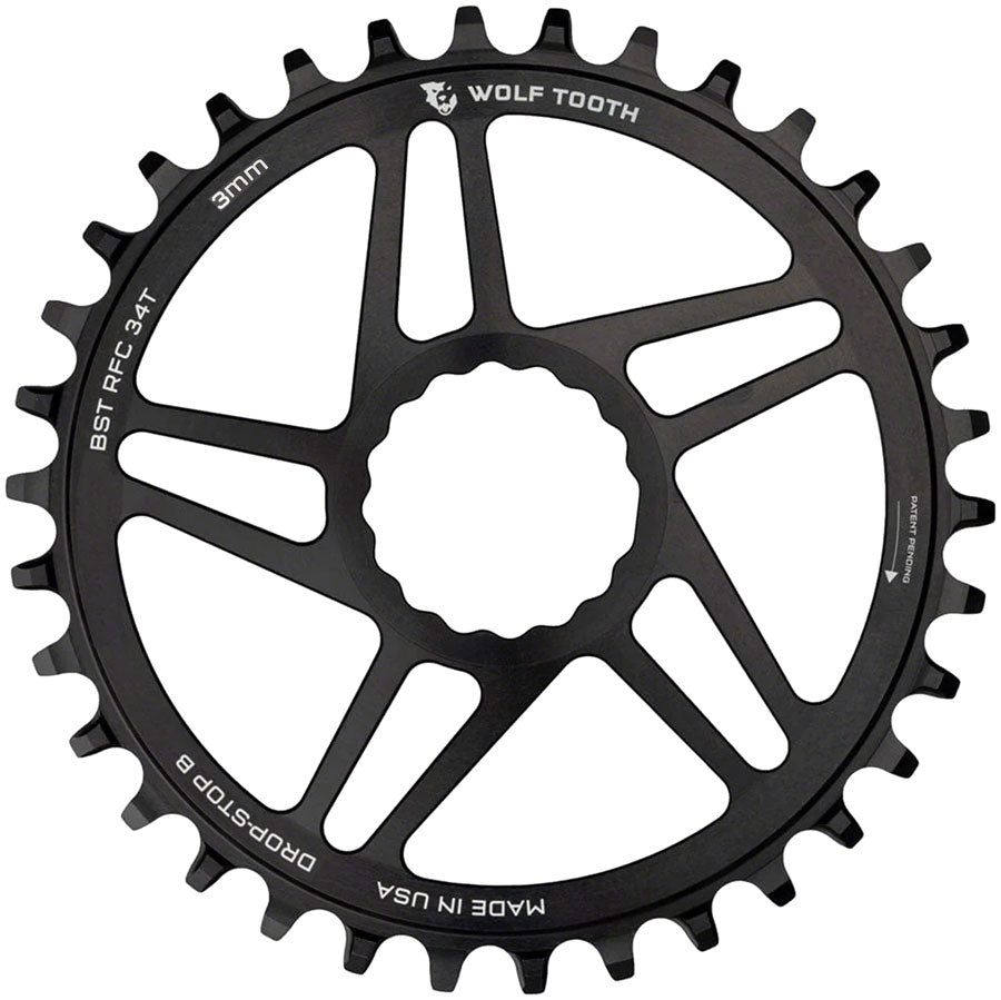 Wolf Tooth Direct Mount Chainring - 34t RaceFace/Easton CINCH Direct Mount Drop-Stop B For Boost Cranks 3mm Offset BLK