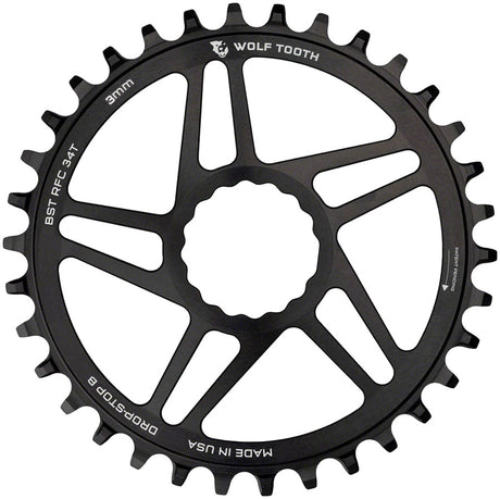 Wolf Tooth Direct Mount Chainring - 34t RaceFace/Easton CINCH Direct Mount Drop-Stop B For Boost Cranks 3mm Offset BLK