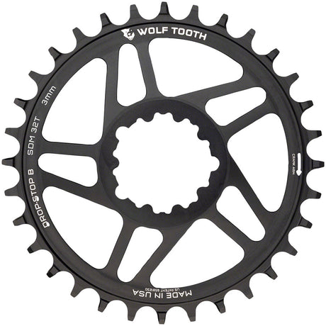 Wolf Tooth Direct Mount Chainring - 34t SRAM Direct Mount Drop-Stop B For SRAM 3-Bolt Boost Cranks 3mm Offset BLK