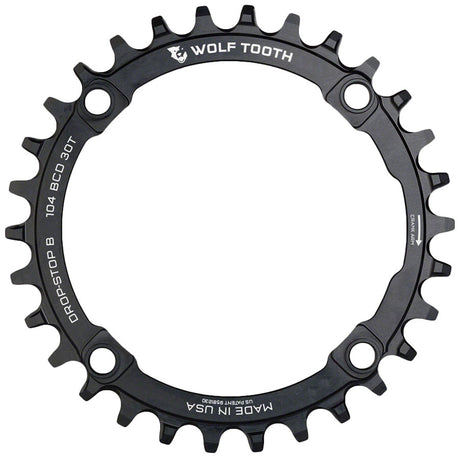 Wolf Tooth 104 BCD Chainring - 30t 104 BCD 4-Bolt Drop-Stop B Black