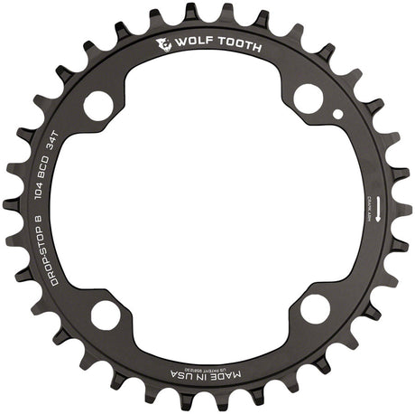 Wolf Tooth 104 BCD Chainring - 34t 104 BCD 4-Bolt Drop-Stop B Black