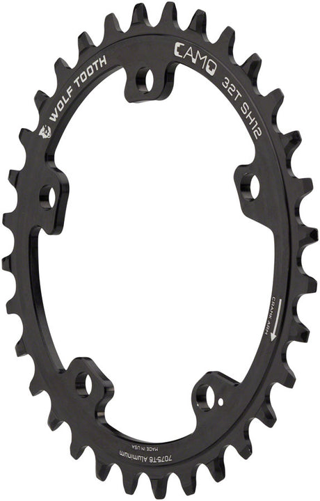 Wolf Tooth CAMO Aluminum Chainring - 30t Wolf Tooth CAMO Mount Drop-Stop ST Requires 12-Speed HG+ Chain BLK
