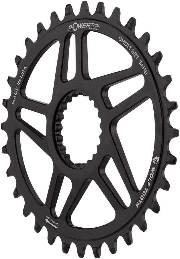 Wolf Tooth Elliptical Direct Mount Chainring - 32t Shimano DM Boost 3mm Offset Drop-Stop ST Requires 12-Speed HG+ Chain BLK