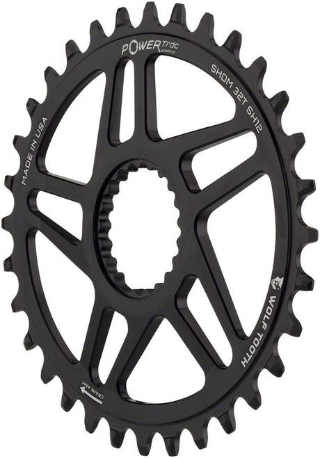 Wolf Tooth Elliptical Direct Mount Chainring - 32t Shimano DM Boost 3mm Offset Drop-Stop ST Requires 12-Speed HG+ Chain BLK
