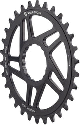 Wolf Tooth Direct Mount Chainring - 30t RaceFace CINCH Direct Mount Boost 3mm Offset Drop-Stop ST Requires 12-Speed HG+ Chain BLK