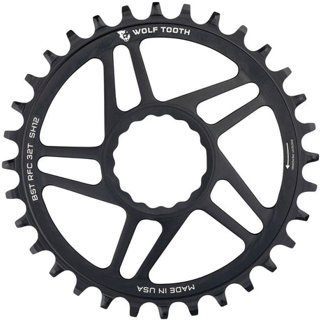 Wolf Tooth Direct Mount Chainring - 32t RaceFace CINCH Direct Mount Boost 3mm Offset Drop-Stop ST Requires 12-Speed HG+ Chain BLK