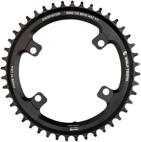 Wolf Tooth Shimano 110 Asymmetric BCD Chainring - 36t 110 Asymmetric BCD 4-Bolt Drop-Stop B For Shimano GRX Cranks BLK