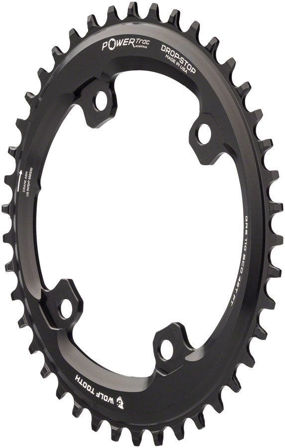 Wolf Tooth Elliptical Shimano 110 Asymmetric BCD Chainring - 42t 110 Asymmetric BCD 4-Bolt Drop-Stop B For Shimano GRX Cranks BLK
