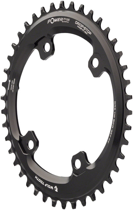 Wolf Tooth Elliptical Shimano 110 Asymmetric BCD Chainring - 42t 110 Asymmetric BCD 4-Bolt Drop-Stop B For Shimano GRX Cranks BLK