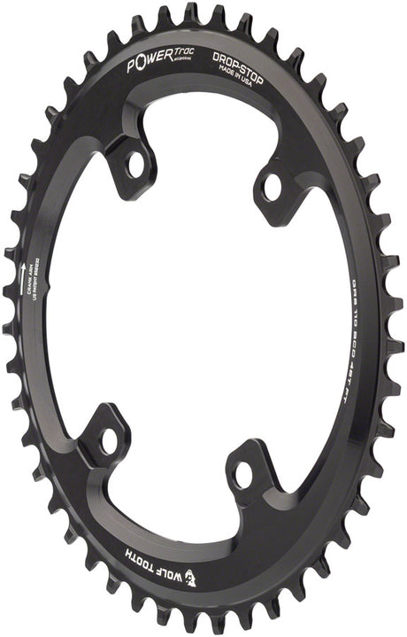 Wolf Tooth Elliptical Shimano 110 Asymmetric BCD Chainring - 46t 110 Asymmetric BCD 4-Bolt Drop-Stop B For Shimano GRX Cranks BLK