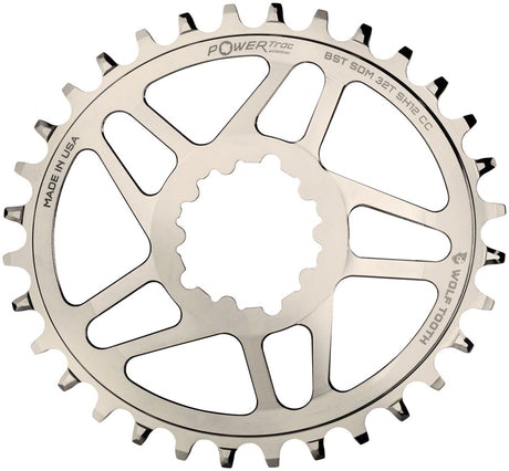 Wolf Tooth Elliptical Direct Mount Chainring - 32t SRAM 3-Bolt DM Drop-Stop ST For SRAM Boost Cranks Requires HG+ Chain Nickel Plated