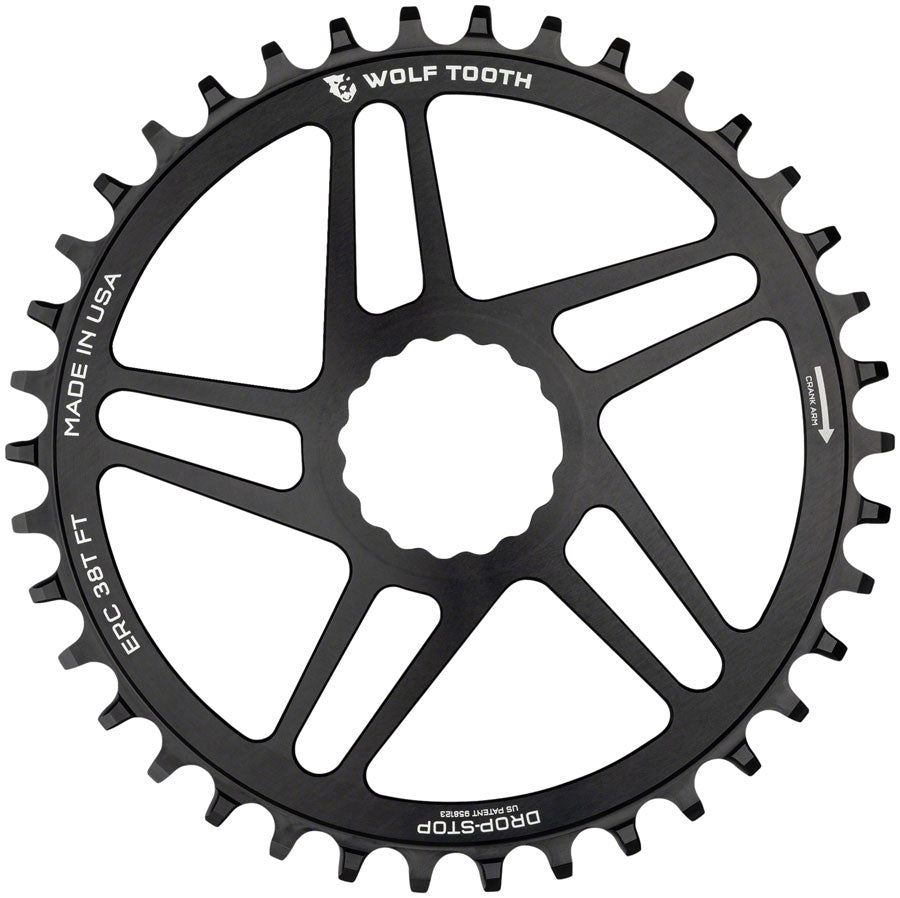 Wolf Tooth Direct Mount Chainring - 38t RaceFace CINCH Direct Mount Drop-Stop B 10/11/12-Speed Eagle Flattop Compatible BLK