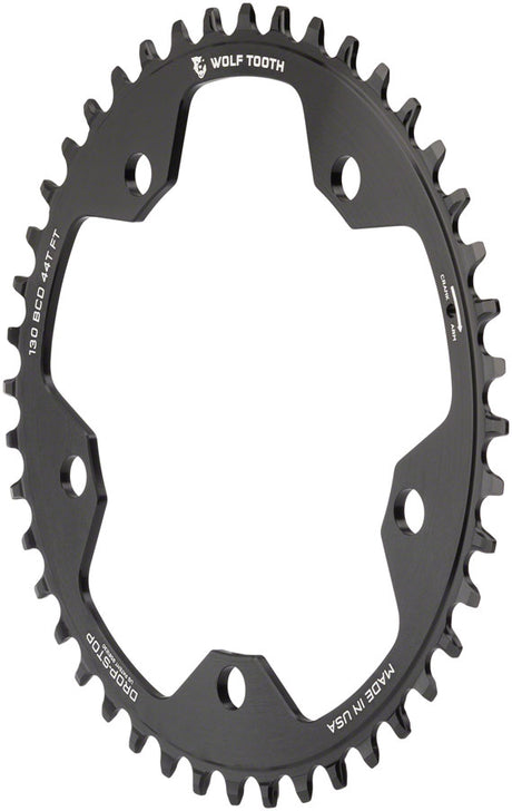 Wolf Tooth 130 BCD Road Cyclocross Chainring - 44t 130 BCD 5-Bolt Drop-Stop B 10/11/12-Speed Eagle Flattop Compatible BLK