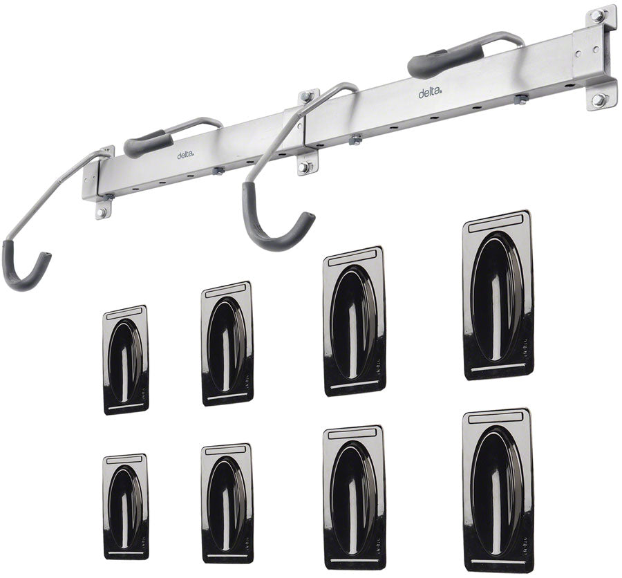 Delta Heavy Duty Track Rack Wall Mount Bike Rack - 4-Bike Silver