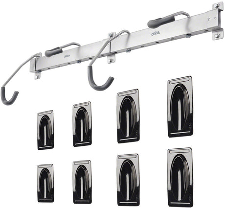 Delta Heavy Duty Track Rack Wall Mount Bike Rack - 4-Bike Silver