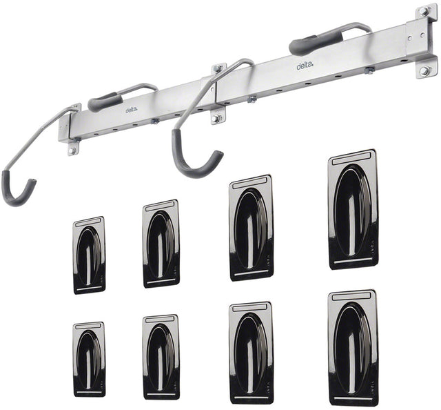 Delta Heavy Duty Track Rack Wall Mount Bike Rack - 4-Bike Silver
