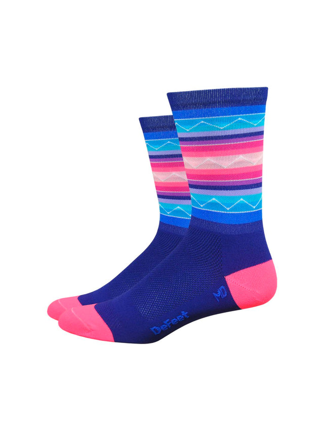 Sock DeFeet Aireator 6'' Santa Fe Large Blue/Pink