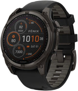 Garmin fenix 8 Smartwatch - 47mm Solar Sapphire Carbon Gray DLC Titanium BLK/Pebble Gray Silicone