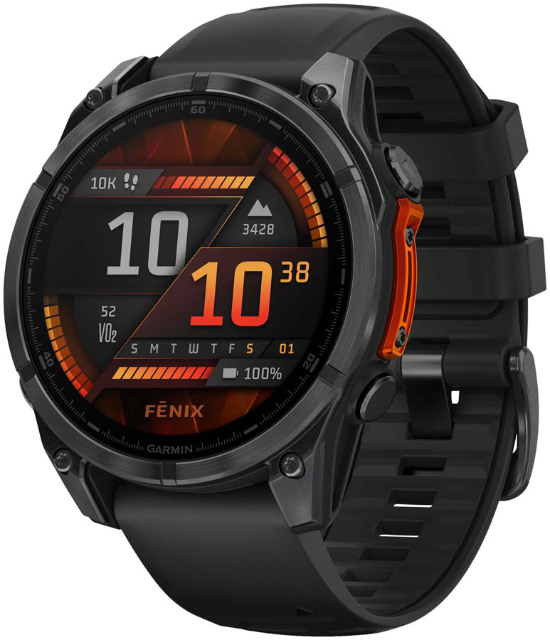 Garmin fenix 8 Smartwatch - 47mm AMOLED Sapphire Carbon Gray DLC Titanium BLK/Pebble Gray Silicone