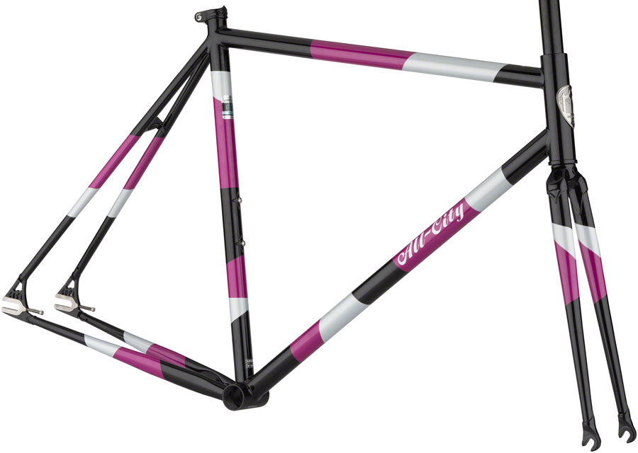 All-City Big Block Frameset - 700c Steel Midnight/Frost/Violet 46cm