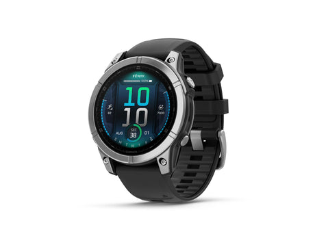 Garmin fenix E AMOLED 47mm Watch Watch Color: Stainless Wristband: Black - Silicone