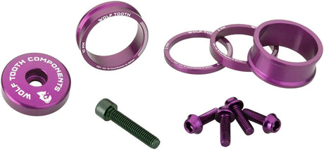 Wolf Tooth Headset BlingKit - 3 5 10 15mm Spacers Top cap Integrated 5mm Spacer Ultraviolet Purple