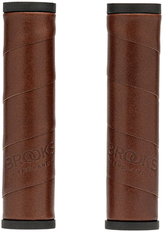 Brooks Willow Leather Grips - Antique Brown 130/130mm