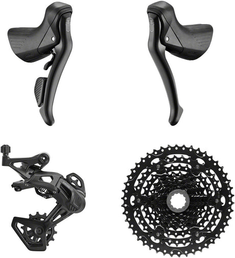 microSHIFT Sword BLK 1x9-Speed Groupset - Includes Brake/Shifters Rear Derailleur Medium Cage 11-46t Cassette