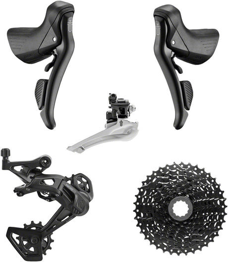 microSHIFT Sword BLK 2x9-Speed Groupset - Includes Brake/Shifters Front Derailler Braze-On Rear Derailleur Long Cage 11-38t Cassette