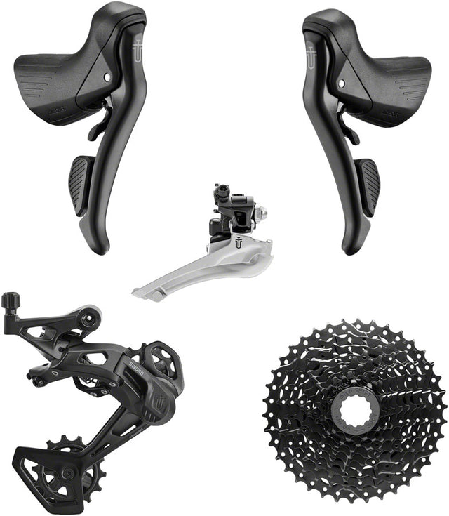 microSHIFT Sword BLK 2x9-Speed Groupset - Includes Brake/Shifters Front Derailler Braze-On Rear Derailleur Long Cage 11-38t Cassette